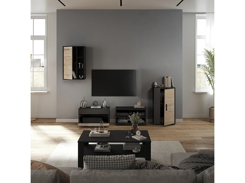 Väggskåp svart/sand ek 50.1x28.3x78.4 berno