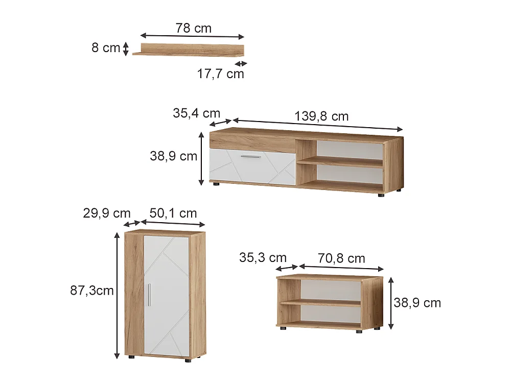 Väggskåp goldkraft ek/vit 50.1x28.3x87.3 berno