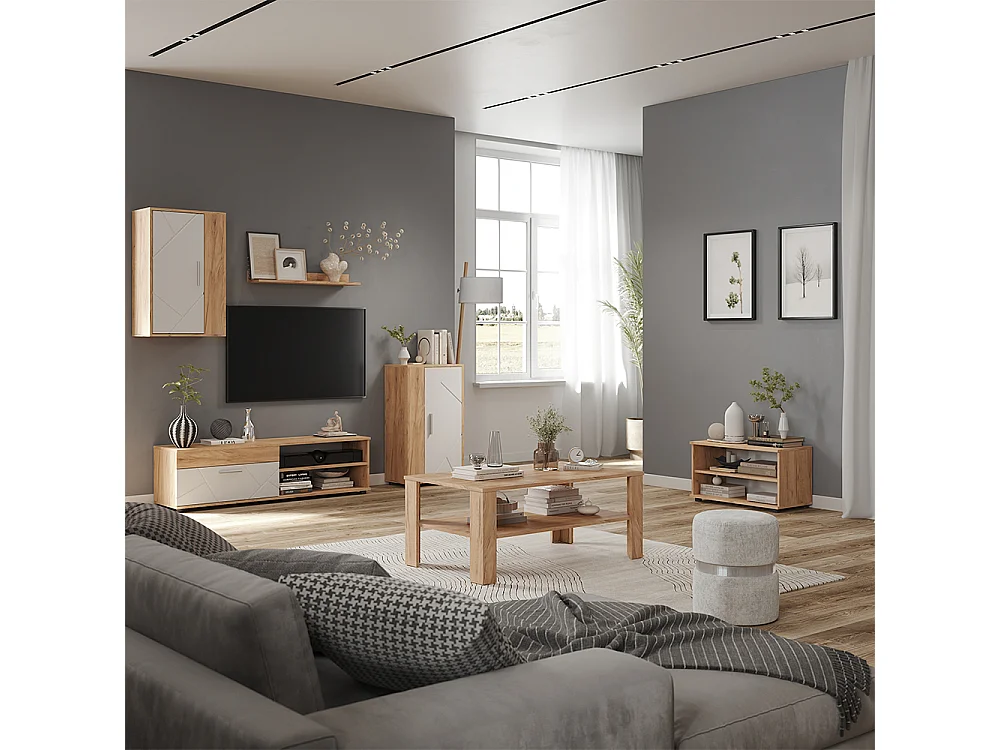 Väggskåp goldkraft ek/vit 140x35.2x38.7 berno