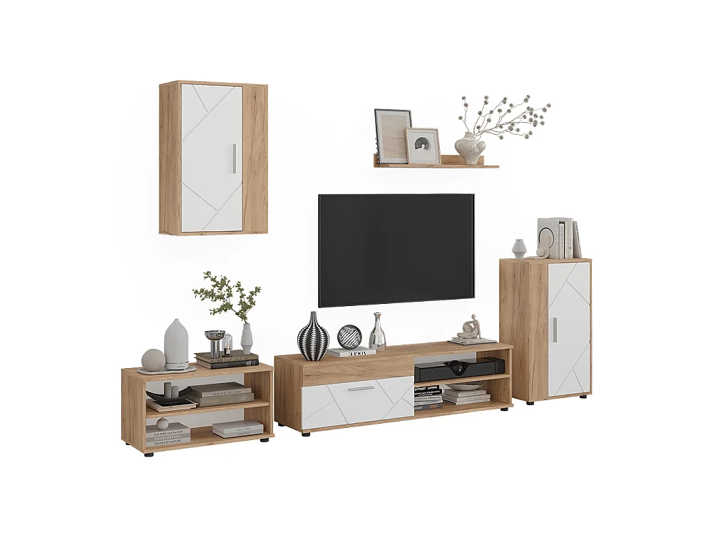 Väggskåp goldkraft ek/vit 140x35.2x38.7 berno