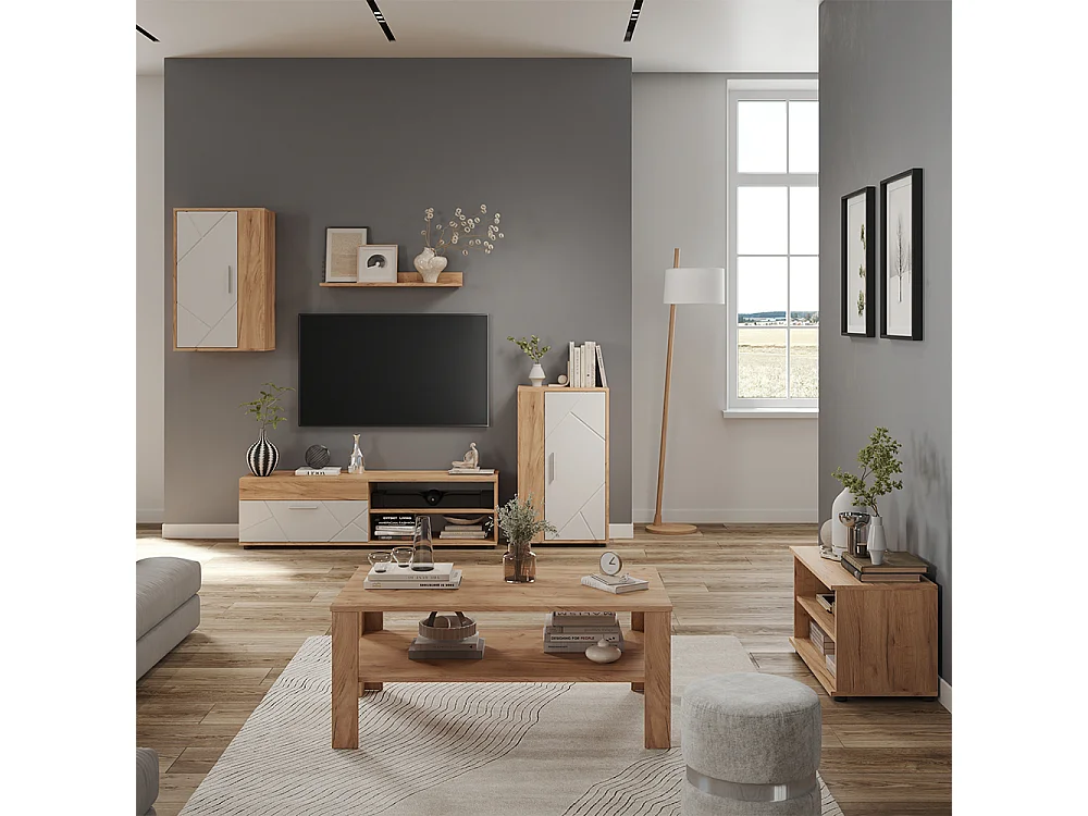 Väggskåp goldkraft ek/vit 140x35.2x38.7 berno