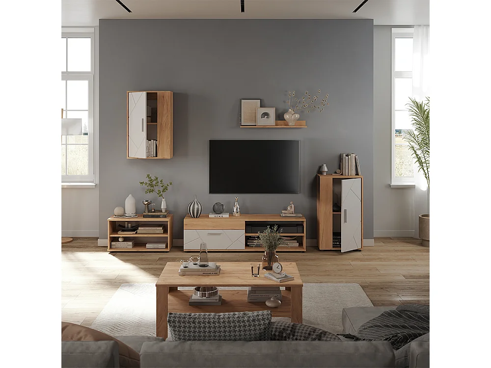 Väggskåp goldkraft ek/vit 140x35.2x38.7 berno
