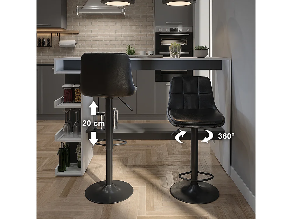 Tabouret de bar noir 38.5x47x86 sena
