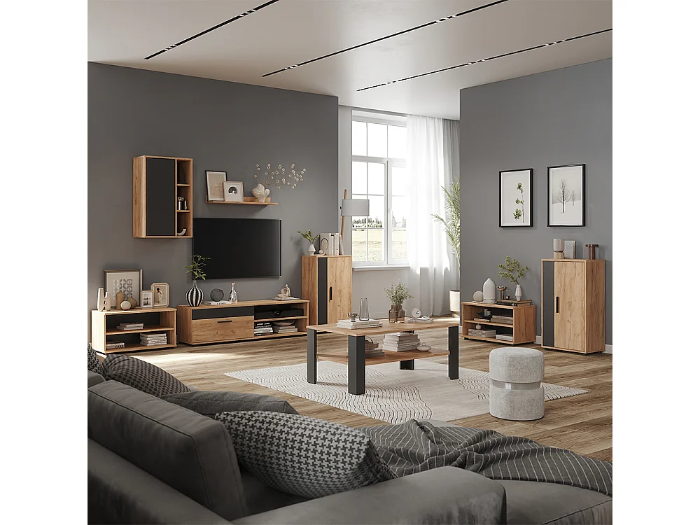 Parete attrezzata soggiorno rovere dorato/antracite 50.1x28.3x78.4 berno