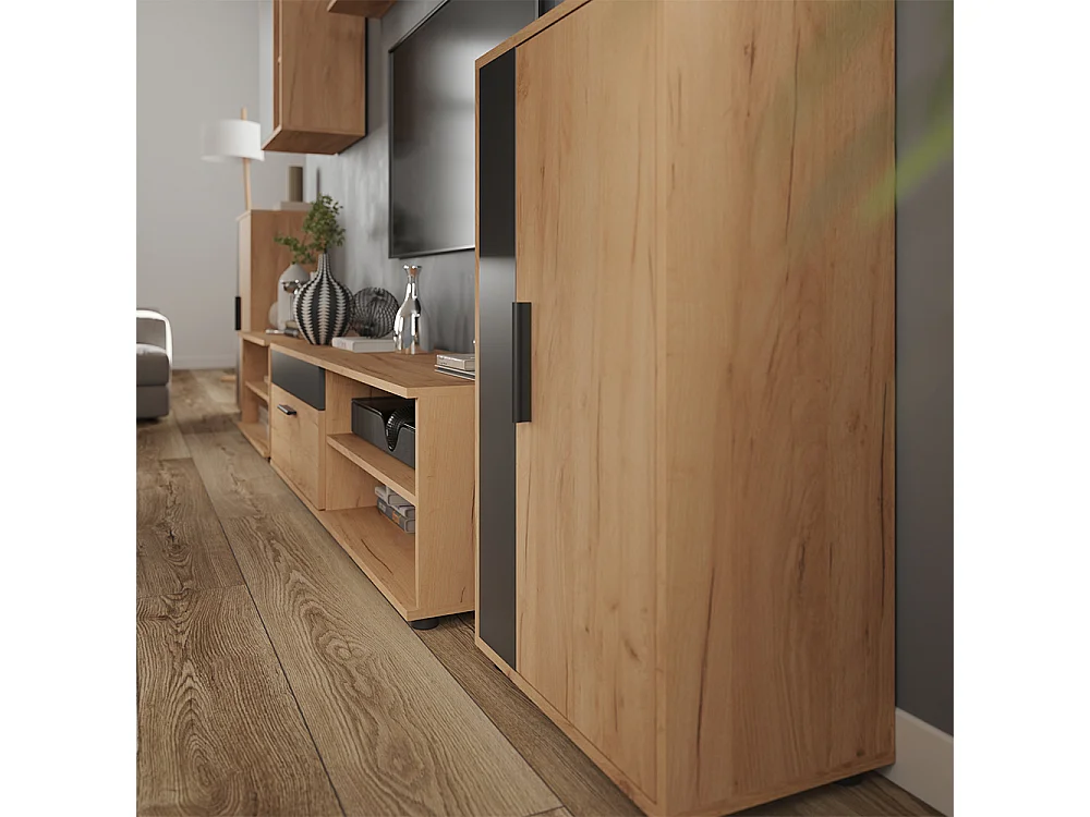 Parete attrezzata soggiorno rovere dorato/antracite 50.1x28.3x78.4 berno