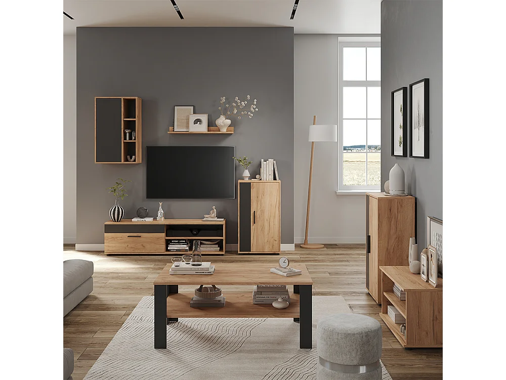 Parete attrezzata soggiorno rovere dorato/antracite 50.1x28.3x78.4 berno
