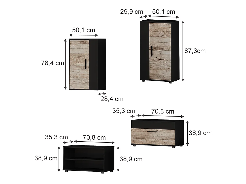 Väggskåp svart/sand ek 50.1x28.3x78.4 berno