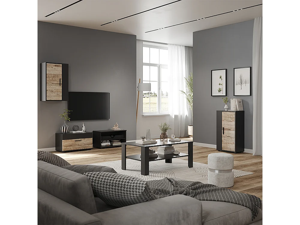 Väggskåp svart/sand ek 50.1x28.3x78.4 berno