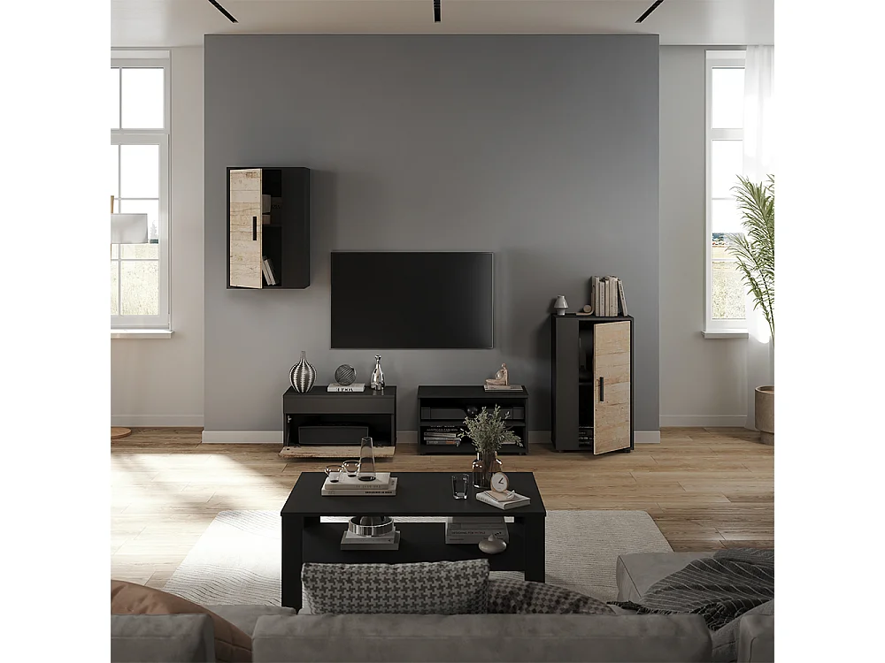 Väggskåp svart/sand ek 50.1x28.3x78.4 berno
