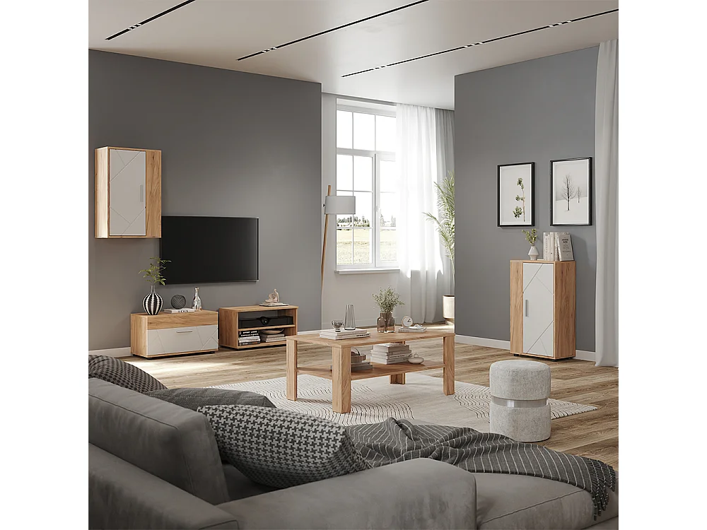 Väggskåp goldkraft ek/vit 50.1x28.3x78.4 berno