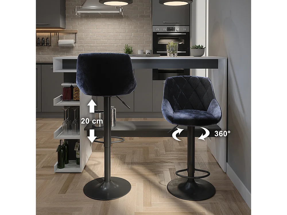 Barhocker 2er Set schwarz 38.5x49x84 sena