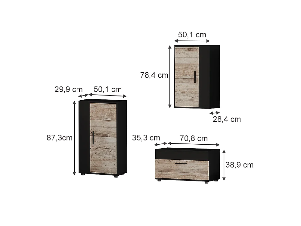 Väggskåp svart/sand ek 50.1x28.3x78.4 berno