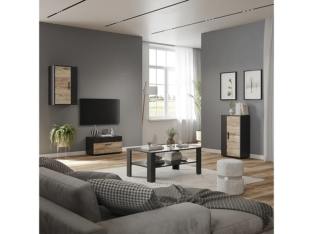 Väggskåp svart/sand ek 50.1x28.3x78.4 berno