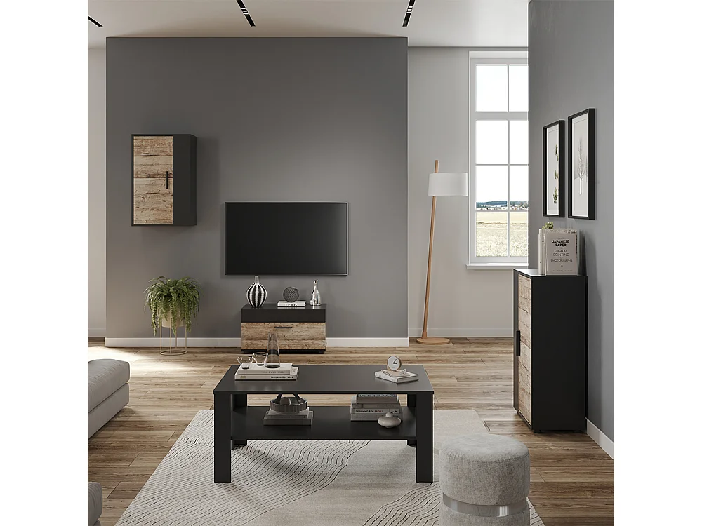 Väggskåp svart/sand ek 50.1x28.3x78.4 berno