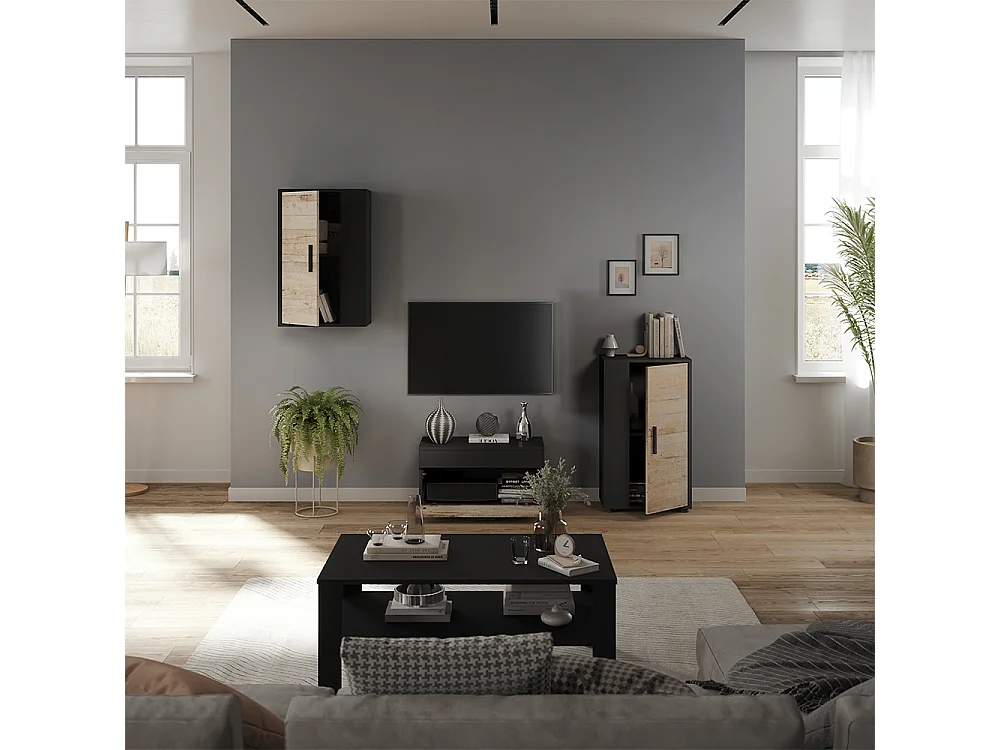 Väggskåp svart/sand ek 50.1x28.3x78.4 berno