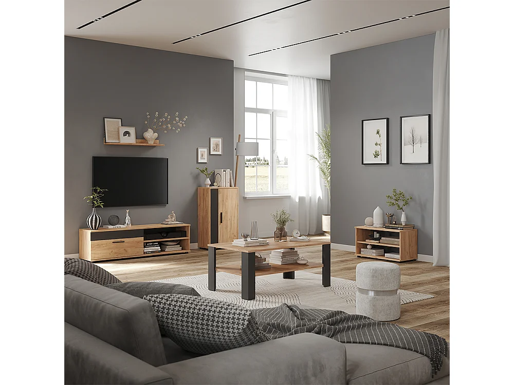 Väggskåp goldkraft ek/antracit 50.1x28.3x87.3 berno