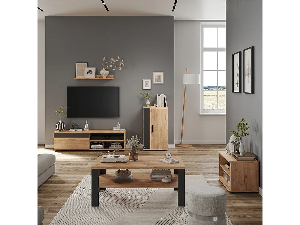 Väggskåp goldkraft ek/antracit 50.1x28.3x87.3 berno
