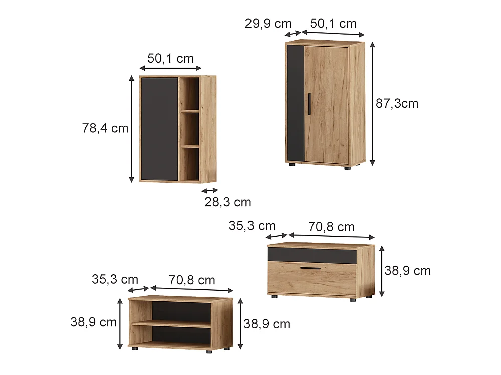 Väggskåp goldkraft ek/antracit 50.1x28.3x78.4 berno