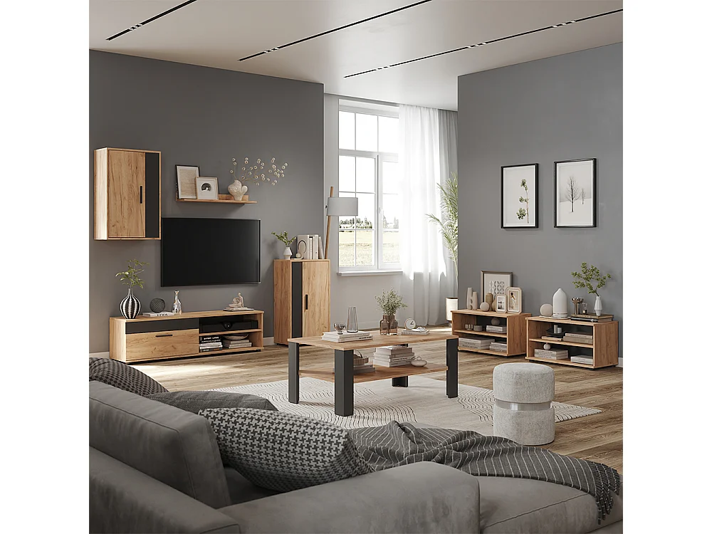 Väggskåp goldkraft ek/antracit 140x35.2x38.7 berno
