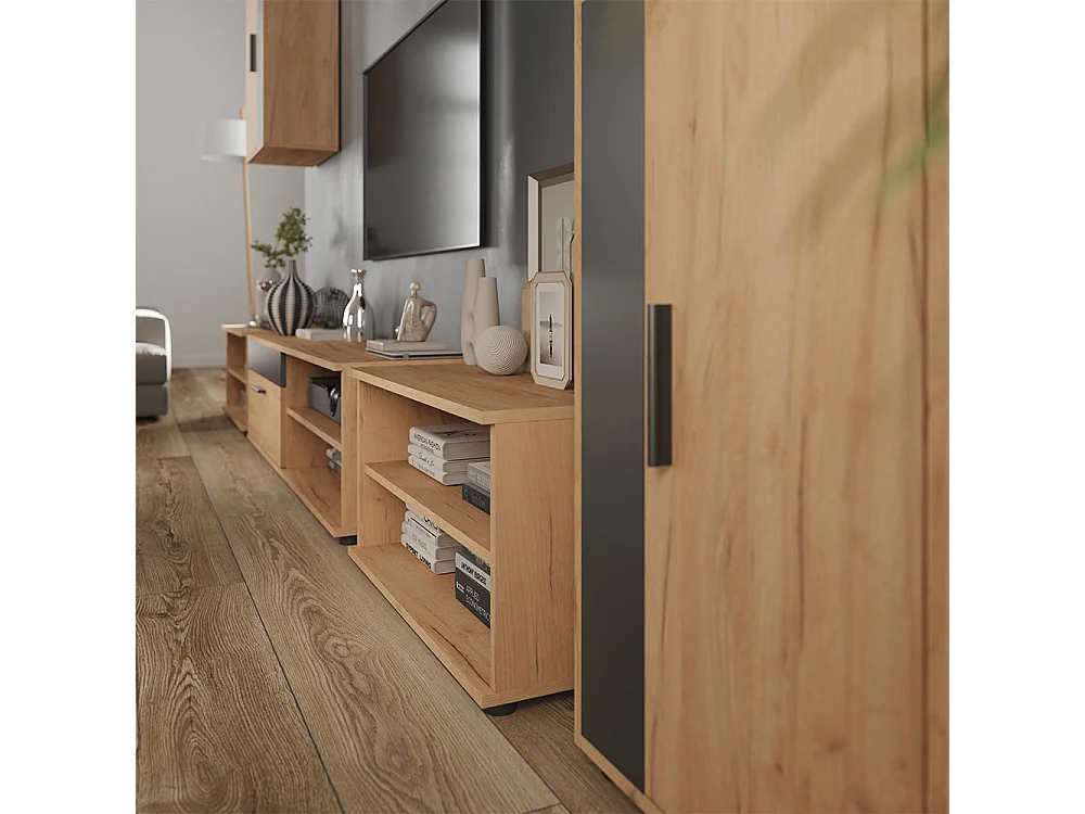 Väggskåp goldkraft ek/antracit 140x35.2x38.7 berno