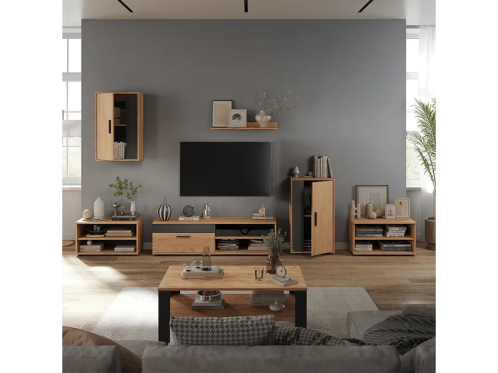 Väggskåp goldkraft ek/antracit 140x35.2x38.7 berno