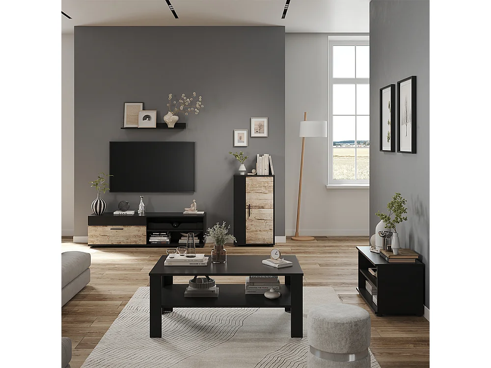 Väggskåp svart/sand ek 50.1x28.3x87.3 berno
