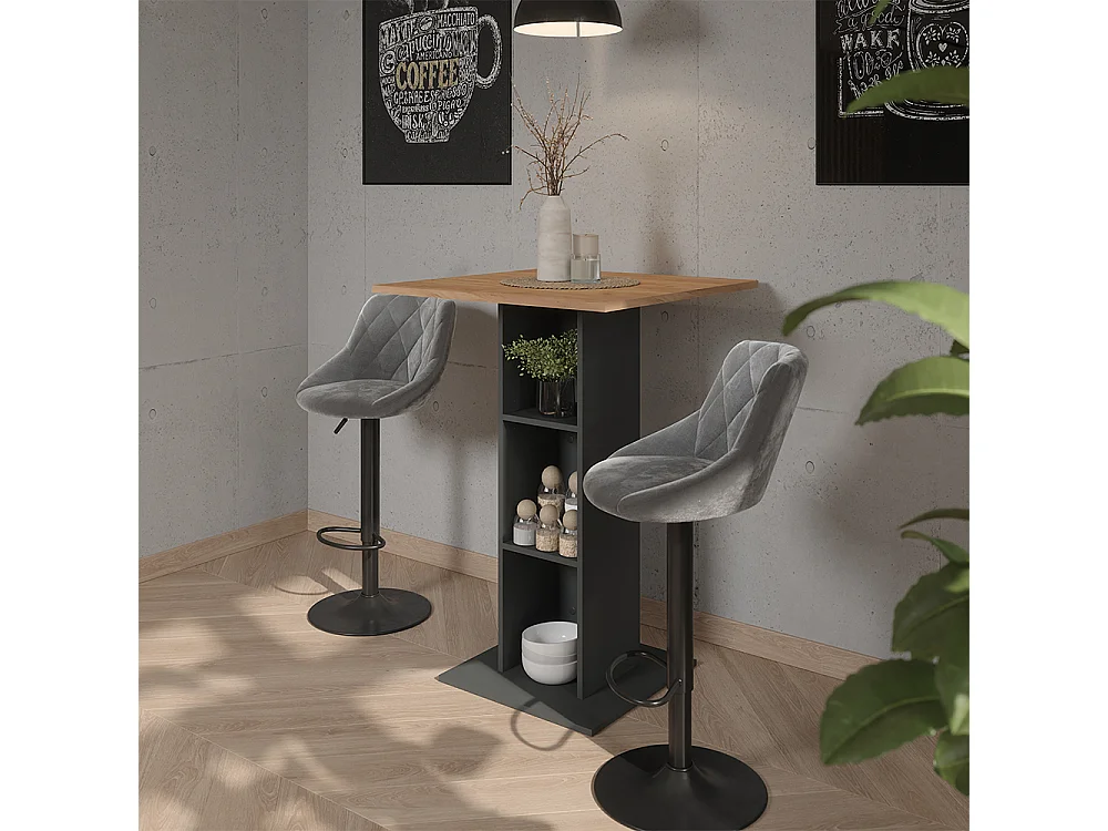 Barkrukken set van 2 grijs/zwart 38.5x49x84 sena