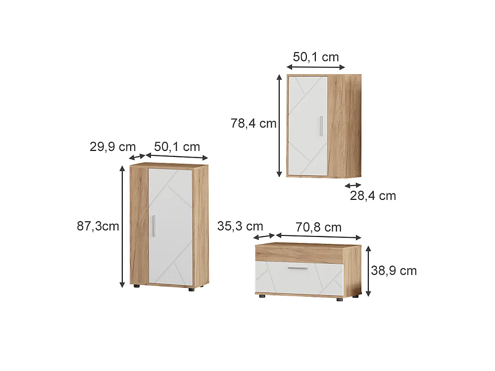 Väggskåp goldkraft ek/vit 50.1x28.3x78.4 berno