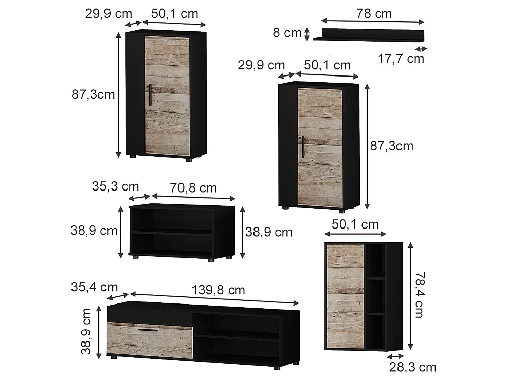 Väggskåp svart/sand ek 50.1x28.3x78.4 berno