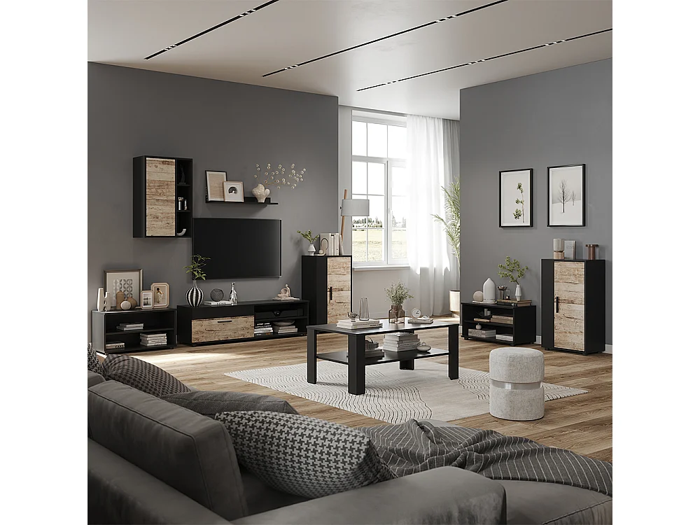 Väggskåp svart/sand ek 50.1x28.3x78.4 berno