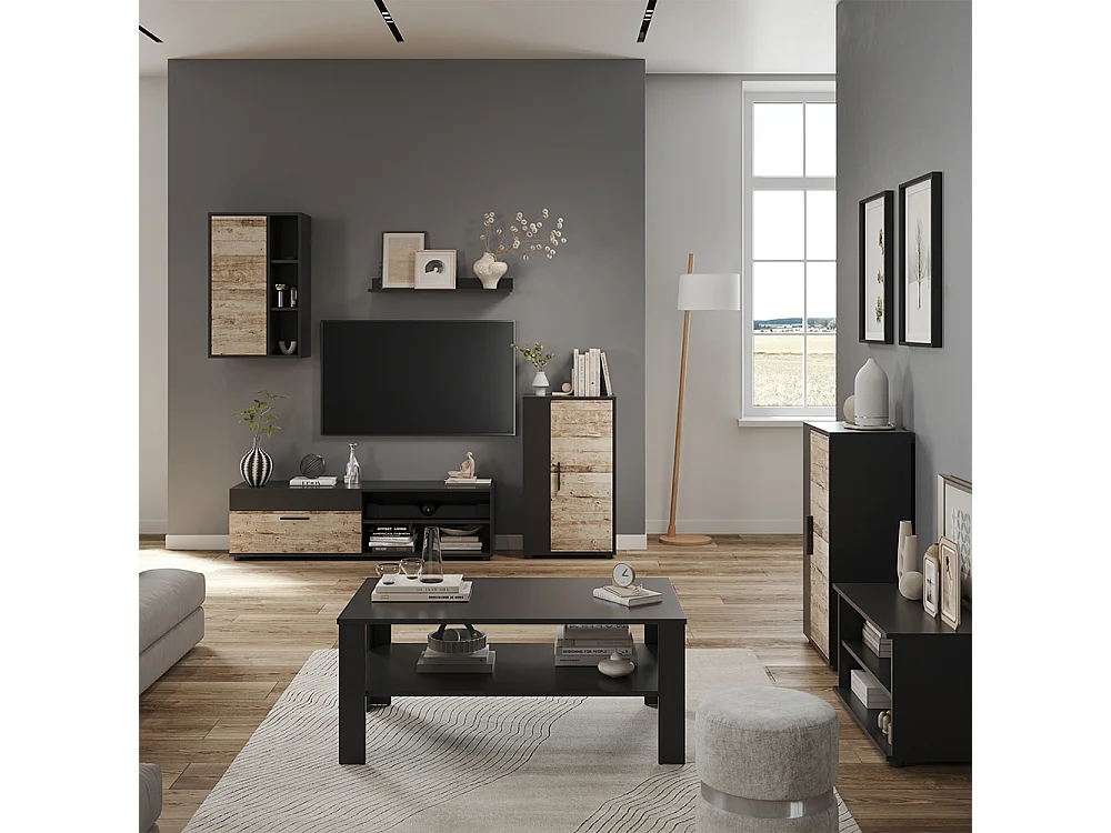 Väggskåp svart/sand ek 50.1x28.3x78.4 berno
