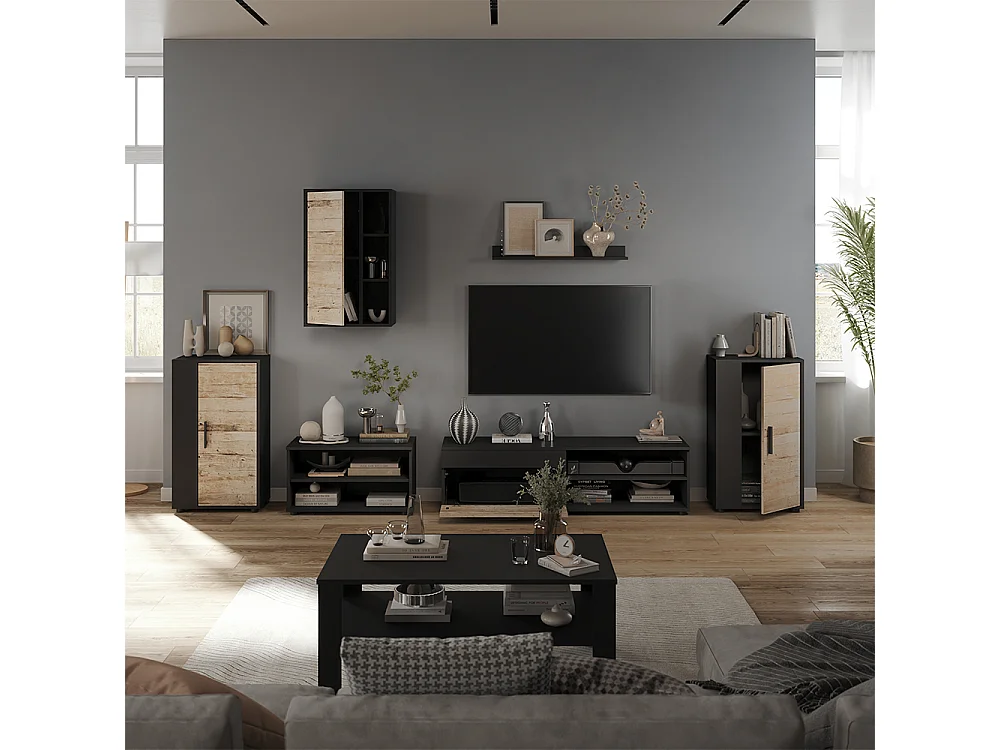 Väggskåp svart/sand ek 50.1x28.3x78.4 berno