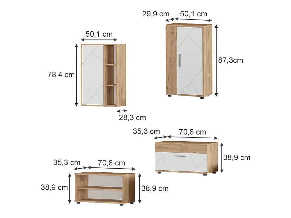 Väggskåp goldkraft ek/vit 50.1x28.3x78.4 berno