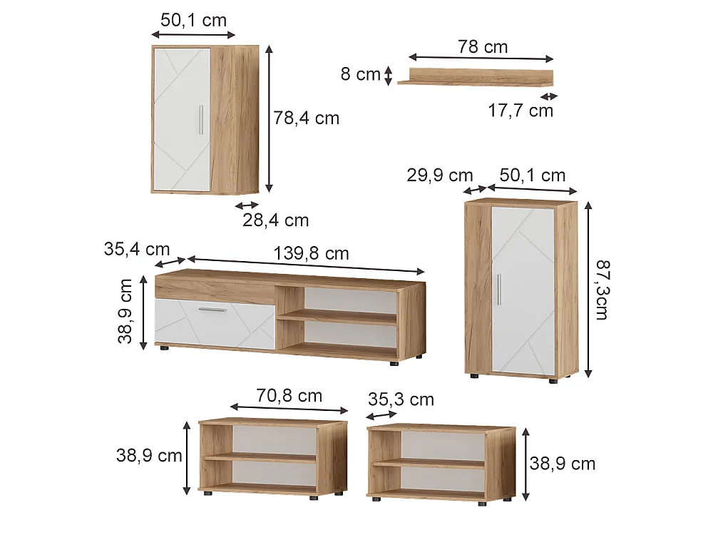 Väggskåp goldkraft ek/vit 140x35.2x38.7 berno