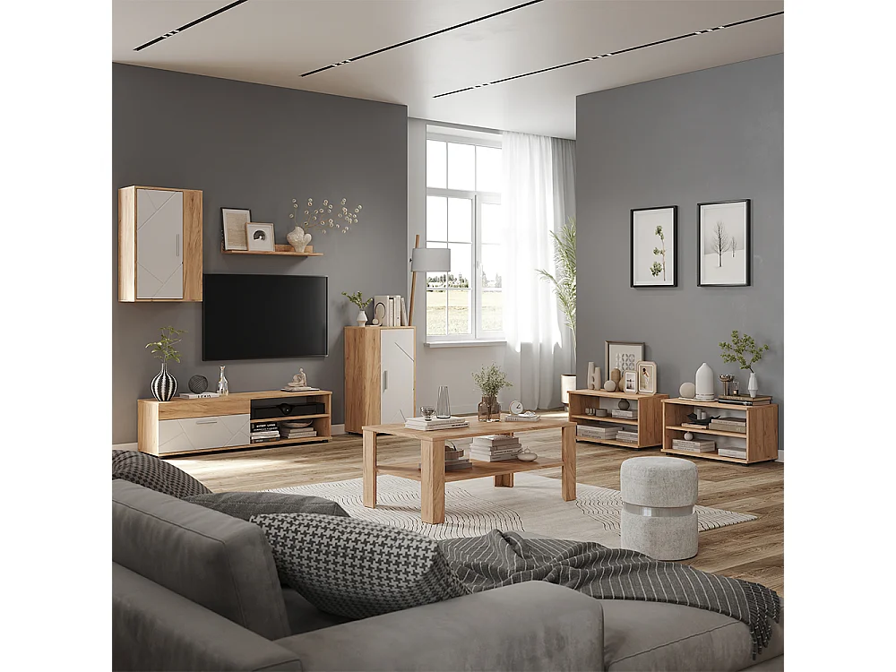Väggskåp goldkraft ek/vit 140x35.2x38.7 berno