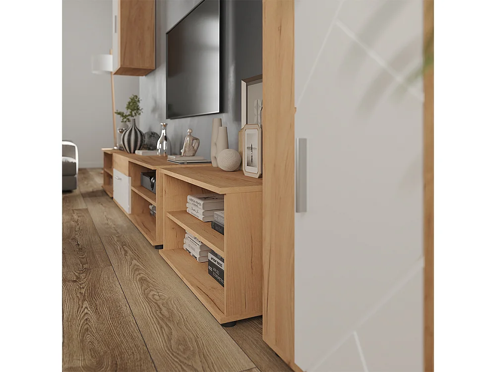 Väggskåp goldkraft ek/vit 140x35.2x38.7 berno