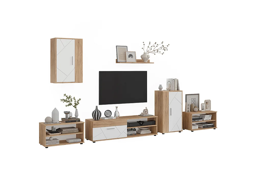 Väggskåp goldkraft ek/vit 140x35.2x38.7 berno