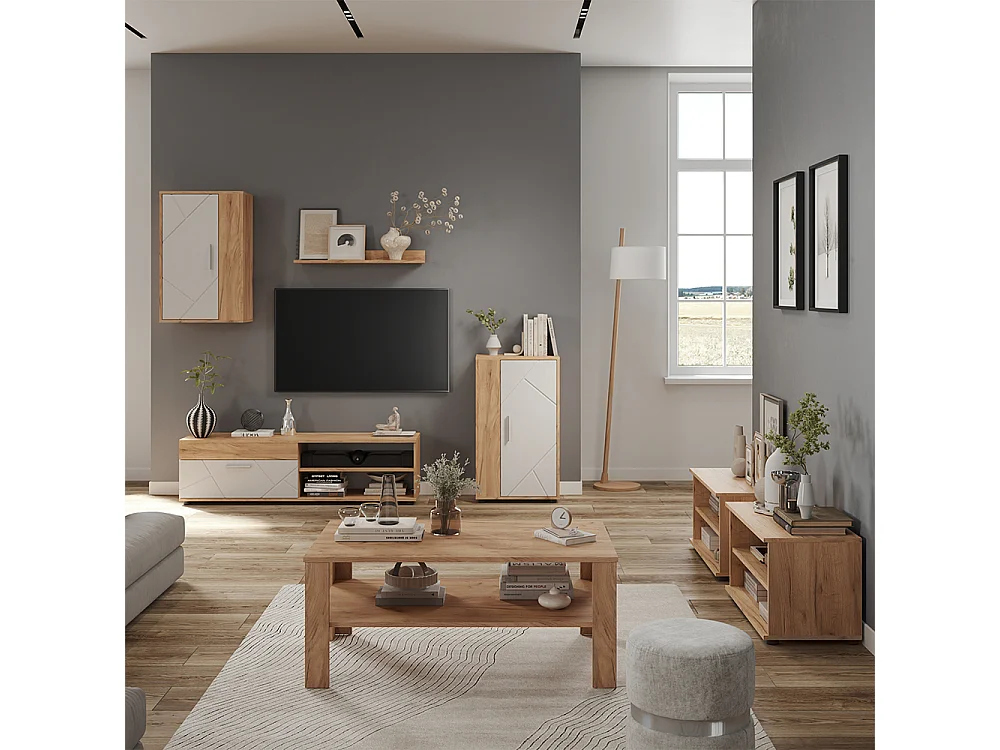 Väggskåp goldkraft ek/vit 140x35.2x38.7 berno