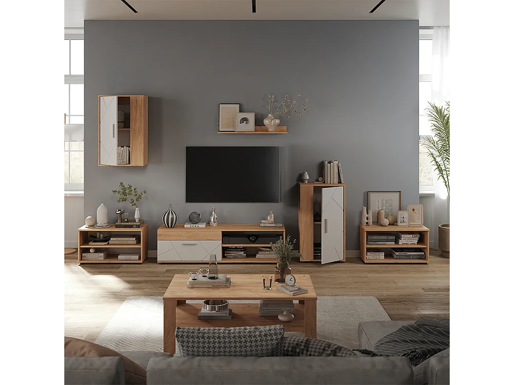 Väggskåp goldkraft ek/vit 140x35.2x38.7 berno