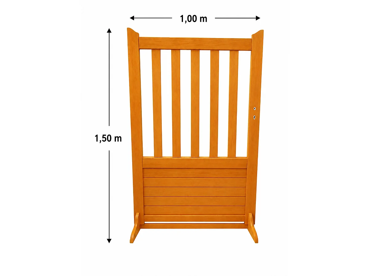 Portillon Bois Ajouré à Traverse Droite En Méranti – L 1 M X H 1,50 M – Sans Quincaillerie Gd Menuiseries