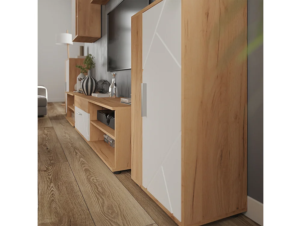 Parete attrezzata soggiorno rovere dorato/bianco 50.1x28.3x78.4 berno