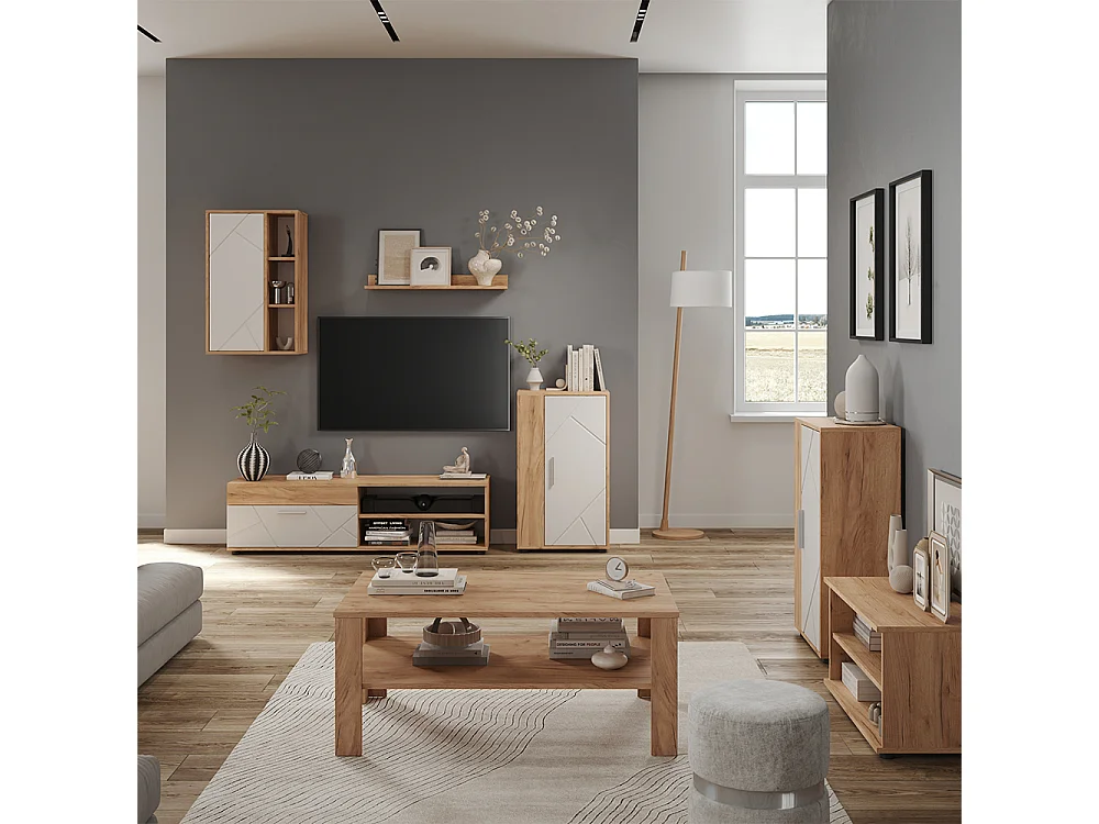 Parete attrezzata soggiorno rovere dorato/bianco 50.1x28.3x78.4 berno