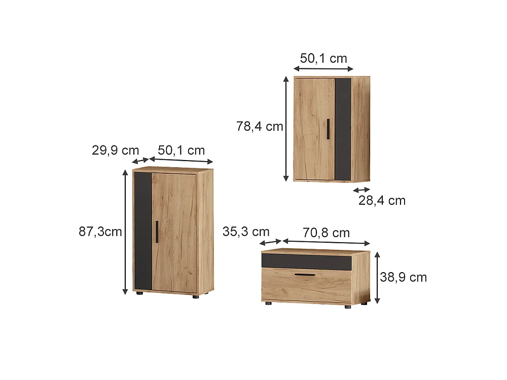 Väggskåp goldkraft ek/antracit 50.1x28.3x78.4 berno