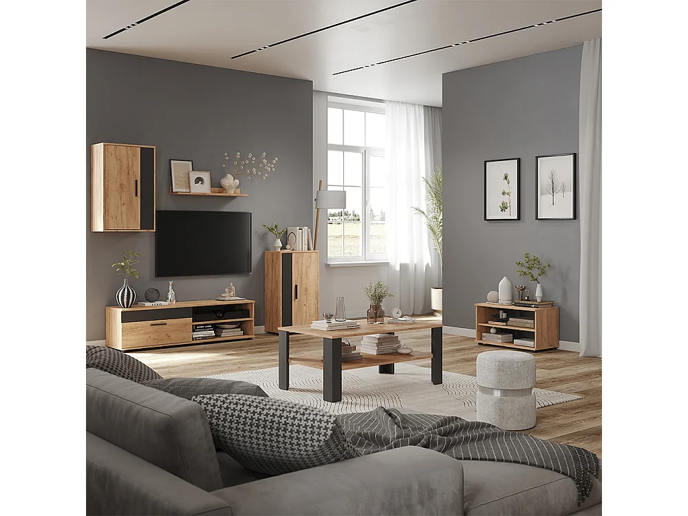 Väggskåp goldkraft ek/antracit 140x35.2x38.7 berno