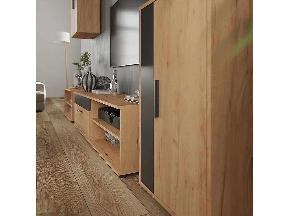 Väggskåp goldkraft ek/antracit 140x35.2x38.7 berno