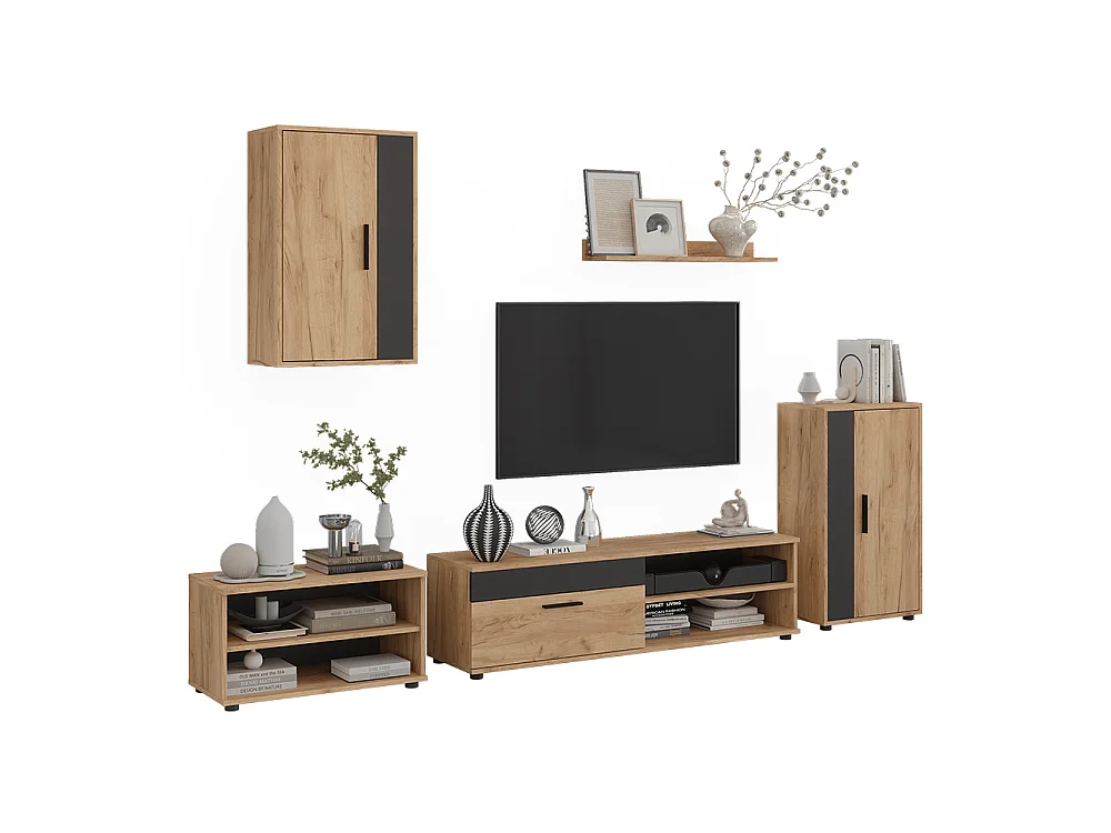 Väggskåp goldkraft ek/antracit 140x35.2x38.7 berno