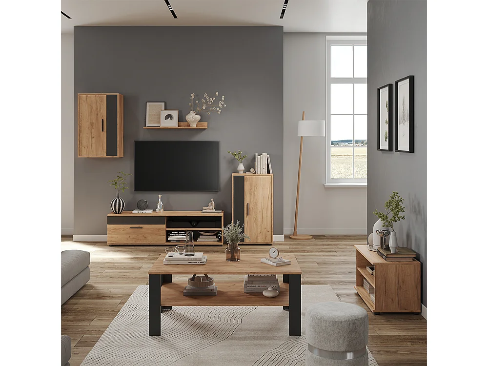 Väggskåp goldkraft ek/antracit 140x35.2x38.7 berno