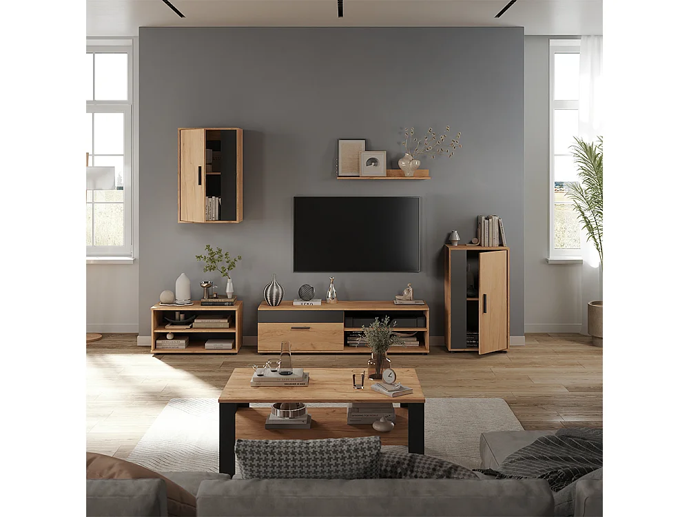 Väggskåp goldkraft ek/antracit 140x35.2x38.7 berno