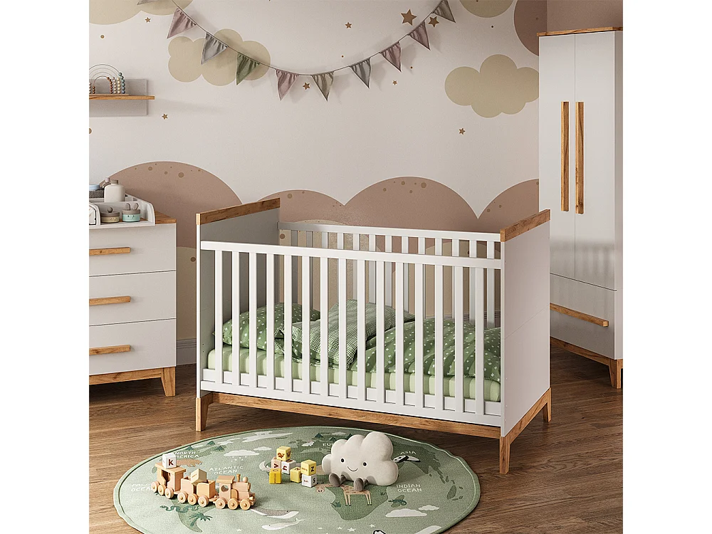 Set de chambre denfant blanc/chêne 70x50x187 malia