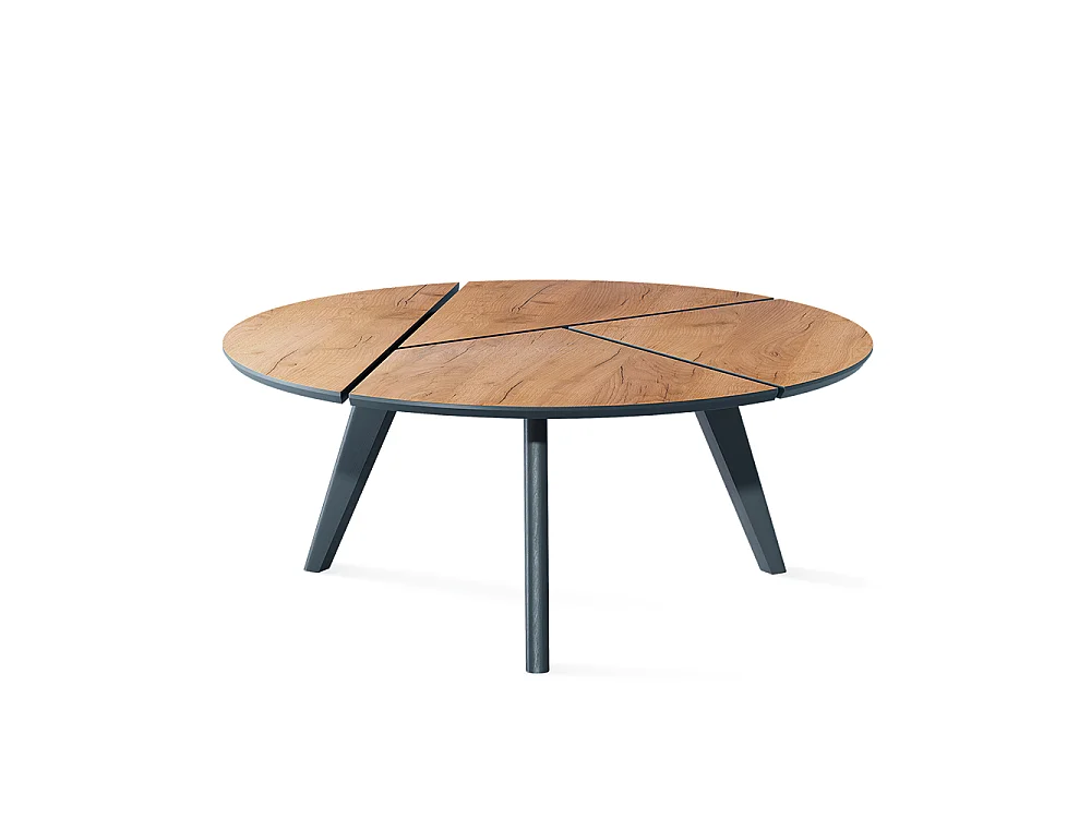 table basse chêne de force doré/noir 90x90x34 mairo